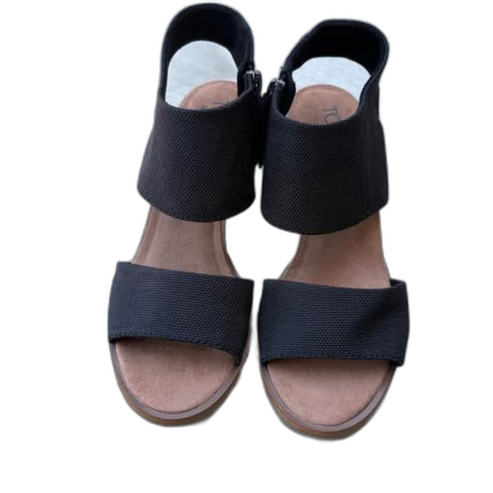 TOMS Majorca Block Heel Sandals | Black Size 8 Like New